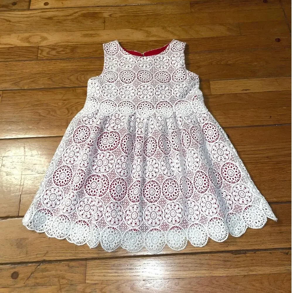 Genuine Kids by OshKosh Lace Eyelet Embroidered Christmas Holiday Dress - Sz 5T
